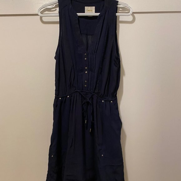 Maeve Pelona Sleeveless Shirtdress in Navy - Picture 2 of 5